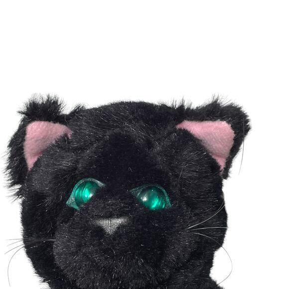 Black Cat Plush Green Eyes Plush Korea Zipper Pocket Vtg 1983 World of Smile - Picture 2 of 10